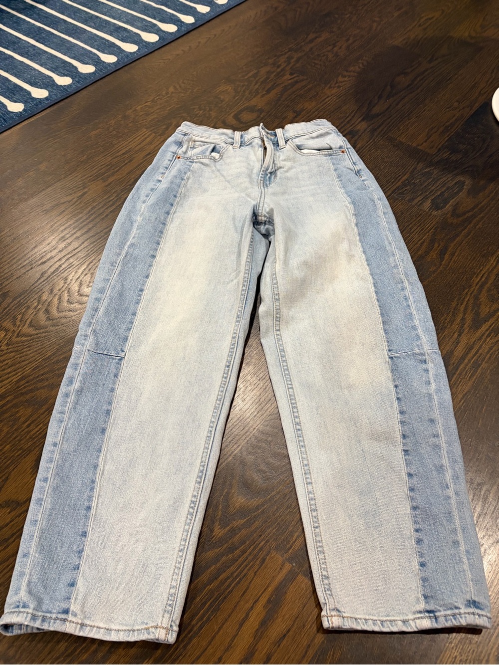 Old Navy Two-Tone High Rise Barrel Leg Jeans
